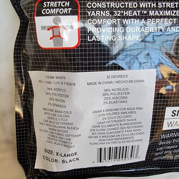 32 Degrees HEAT Performance Mesh Black Base Layer Pant Stretch Comfort Sz XL - Picture 3 of 5